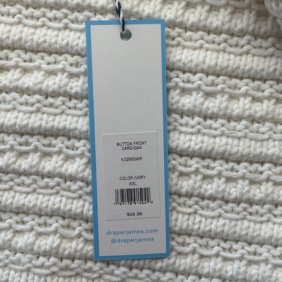 New Draper James XXL Cream Button Cardigan Cotton Lady Like Old Money - Picture 4 of 12